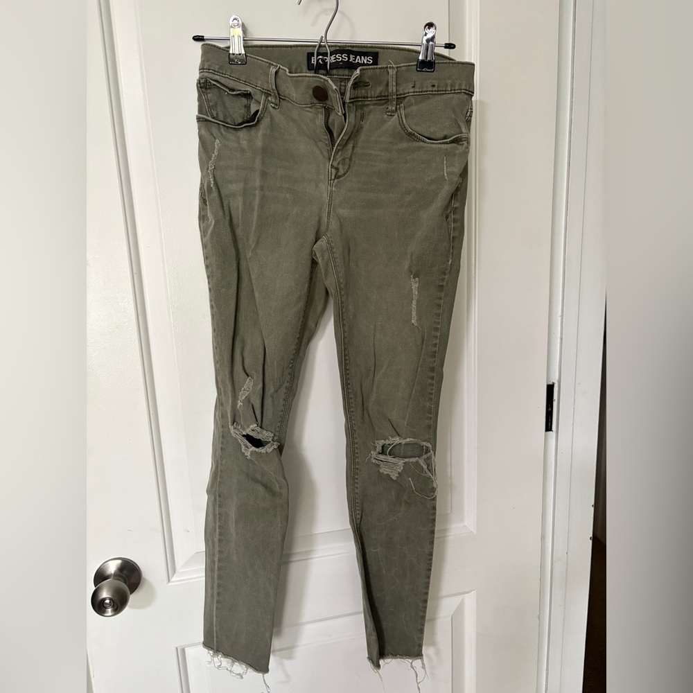 Express Olive Distressed Women Jeans